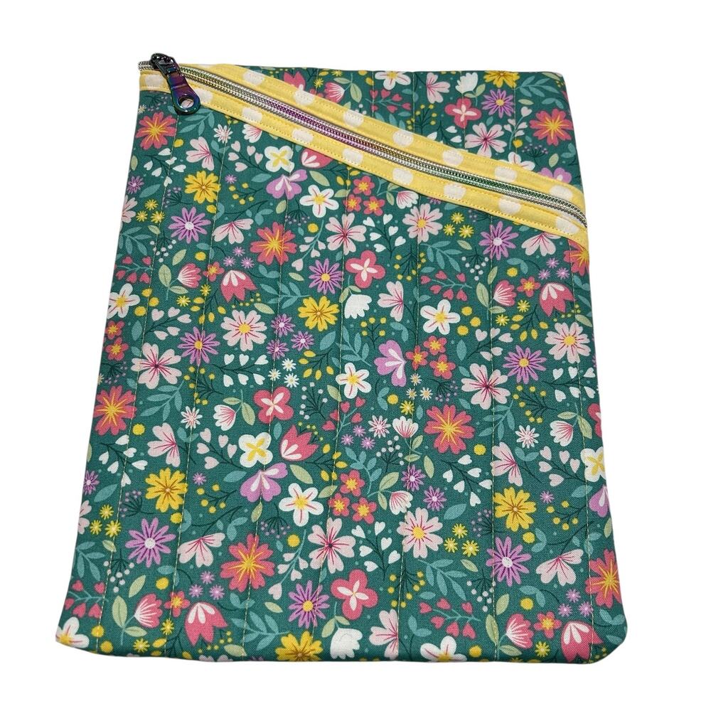 New Handmade "Hemingway" Large Pouch iPad eReader Case Green Floral